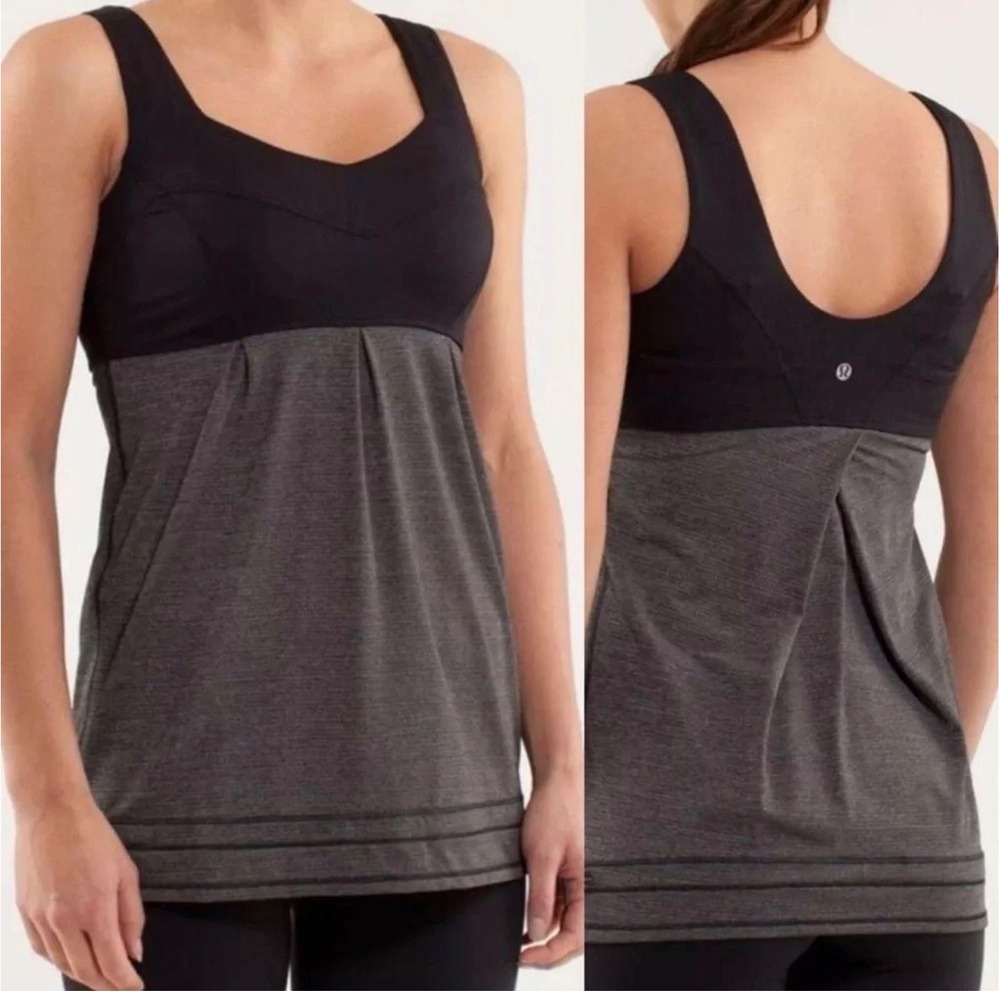 Lululemon No Limits Tank Top Black Heathered Charcoal Gray Size 6